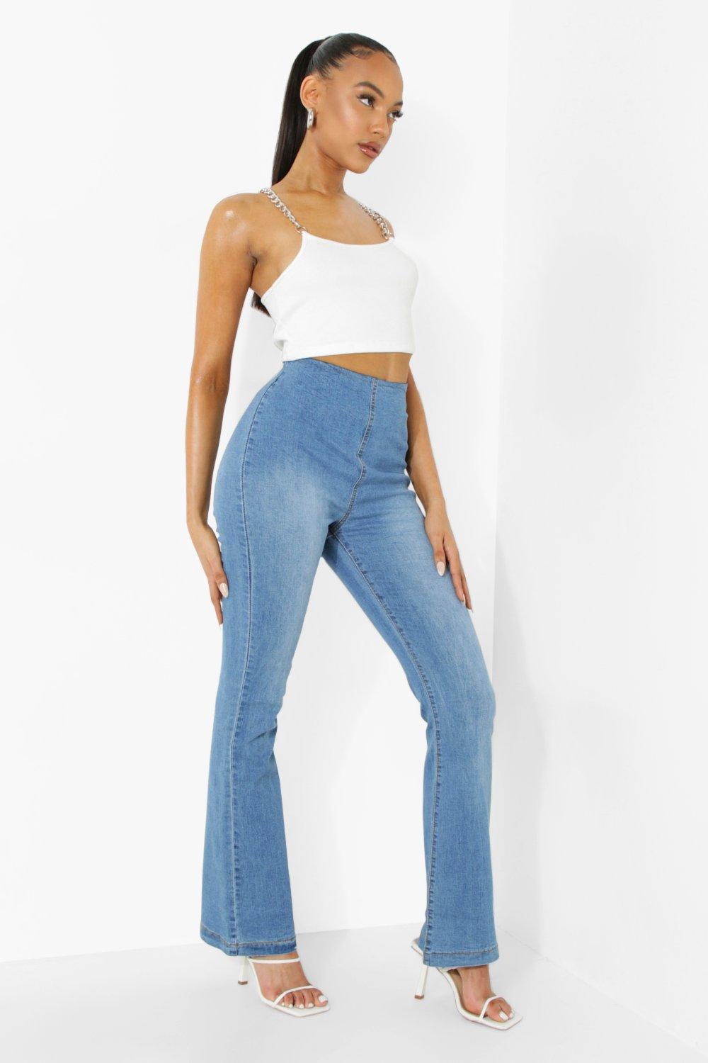 High Waist Pull On Flared Jeggings